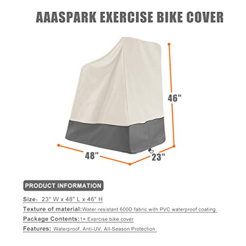 Aaaspark Funda para Bicicleta estática, Impermeable a Prueba de Viento Cubierta de Bicicleta estática magnética Oxford 600D Cubierta de Bicicleta Spinning Indoor