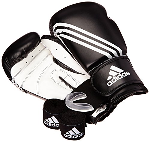 adidas Kit – Guantes de Boxeo, Color Blanco y Negro, tamaño 10 onzas
