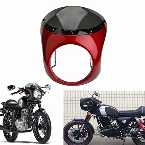 Alamor 7Inch Motocicleta Retro Café Racer Manillar Carenado Parabrisas Y Montaje para Harley - Negro