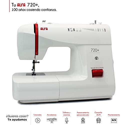 Alfa Basic 720 - Máquina de coser, 9 diseños de puntada, motor de 70 W, color blanco
