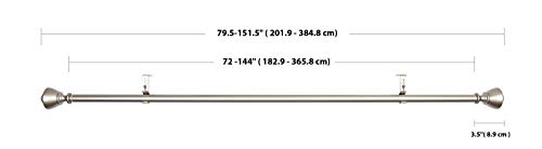 AmazonBasics - Barra de cortina de 2,54 cm de diámetro, con terminales en forma de urna, 180 a 365.8 cm, Níquel