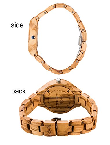 Amexi Reloj de madera para mujer, hecho a mano mujeres relojes de madera para señoras con banda ajustable de Minium, liviano y cómodo