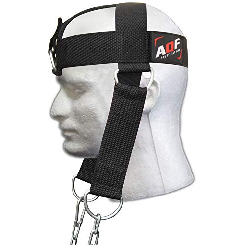 AQF Arnés Inmersión Ajustable para la cabeza para aumentar volumen en el cuello con accesorio de gancho en D y Arnés de cadena para levantar pesas