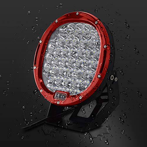 AUXTINGS 9" 96W Red Spot Redondo LED Luz de Trabajo Bar Off Road Luces Antiniebla Conducción Barra de Techo Parachoques para Off Road SUV Barco Lamp(Rojo)