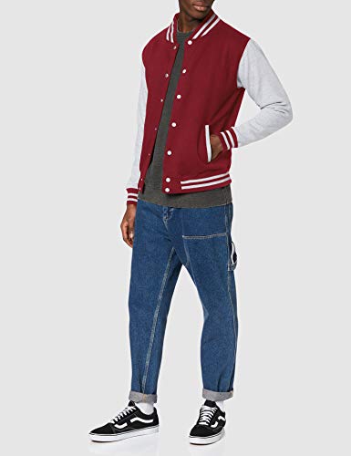 AWDis Varsity Jacket, Chaqueta Bomber Para Hombre, Multicolor (Burgundy/Heather Grey), Large