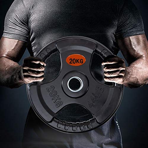 Barra 2 Pulgadas-Olímpico Grip Plate, único, Negro Barra de Goma Home Fitness Pesas de 15 kg de Peso Pesas / 33lb, 20kg / 44lb (Size : 20kg/44lb)