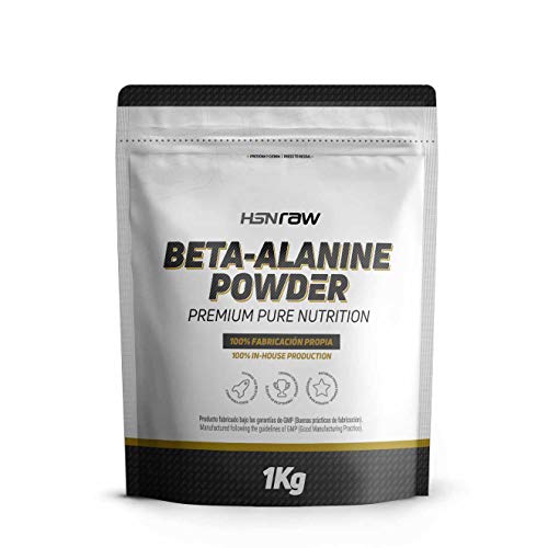 Beta Alanina en polvo de HSN Raw - Suplemento para Mejorar Rendimiento Deportivo - 100% Pura, Sin Aditivos, Vegano, Sin Gluten, - Ideal para Esfuerzos de Alta Intensidad - Sin Sabor - 1000g