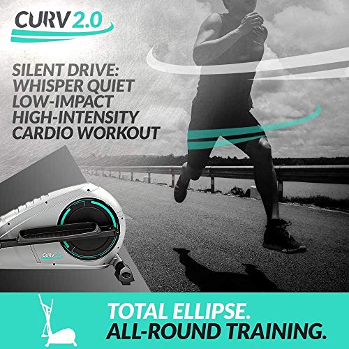 Bluefin Fitness CURV 2.0 Elliptical Cross Trainer Elíptica para casa Air Walker/Compacta/Consola de Fitness Digital LCD/Bluetooth/Aplicación para Smartphone