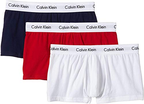 Calvin Klein 3p Low Rise Trunk Bóxers, Multicolor (White/Red/Navy), M (Pack de 3) para Hombre