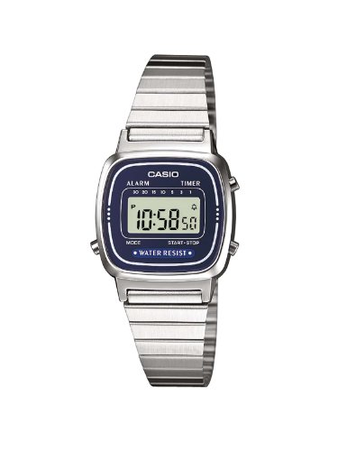 Casio LA670WEA-2EF - Reloj Digital de Cuarzo para Mujer con Correa de Acero Inoxidable, Color Plateado