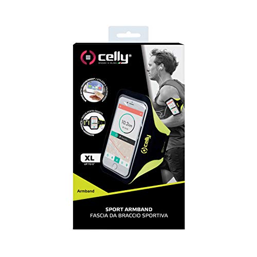 Celly ARMBANDXLYL– Brazalete para Smartphones, color Negro y Amarillo