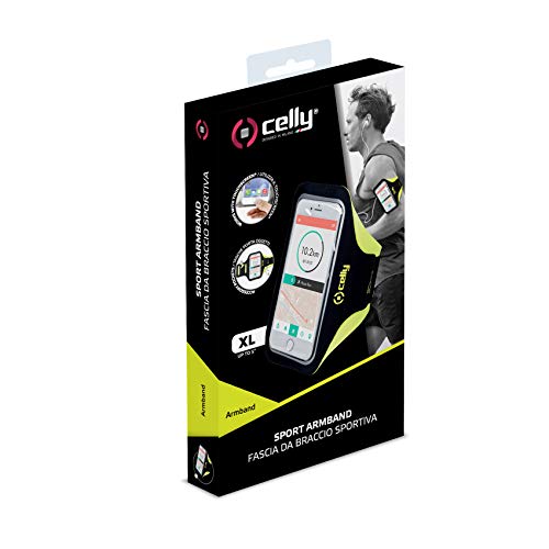 Celly ARMBANDXLYL– Brazalete para Smartphones, color Negro y Amarillo