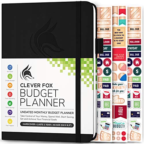 Clever Fox Budget Planner - Expense Tracker Notebook. Monthly Budgeting Journal, Finance Planner & Accounts Book to Take Control of Your Money. Undated - Start Anytime (Negra, A5 (14.25 X 21 cm))