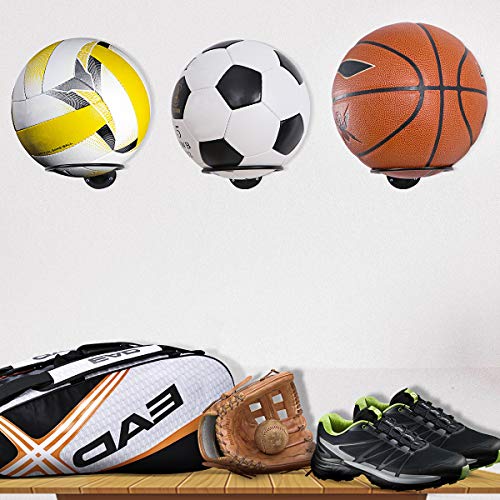 Clispeed Soportes de exhibición de los titulares de la Bola montados en la Pared Balones de Ejercicio de Voleibol de fútbol, fútbol, Negro Paquete de 2