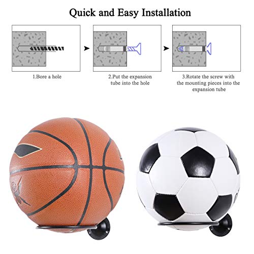Clispeed Soportes de exhibición de los titulares de la Bola montados en la Pared Balones de Ejercicio de Voleibol de fútbol, fútbol, Negro Paquete de 2