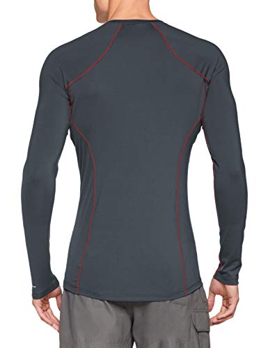 Columbia Midweight Stretch Camiseta, Hombre, Gris (Graphite, Red Spark), XL
