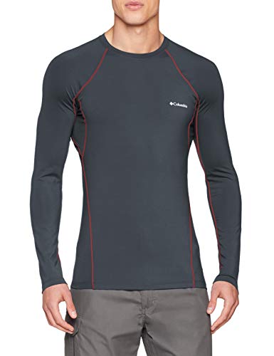 Columbia Midweight Stretch Camiseta, Hombre, Gris (Graphite, Red Spark), XL