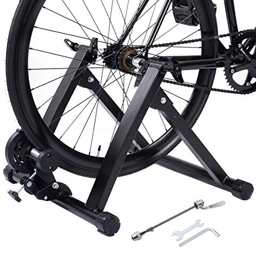 COSTWAY Bicicleta Estática Soporte Rodillo de Ciclismo Entrenamiento Plegable Carga Máxima hasta 150 kg Color Negro
