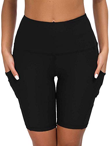 COTOP Pantalones cortos de yoga para correr, pantalones cortos deportivos de cintura alta con bolsillos laterales para mujeres ( M )