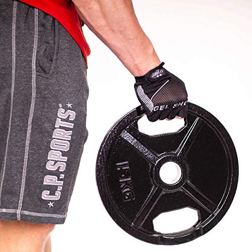 C.P.Sports olímpico Discos de peso 50 mm como pares - hierro fundido o engomado, 0,5 kg - 30 kg con mango agujero para levantamiento de pesas, 1 par de discos de hierro fundido normal, 2,5 kg