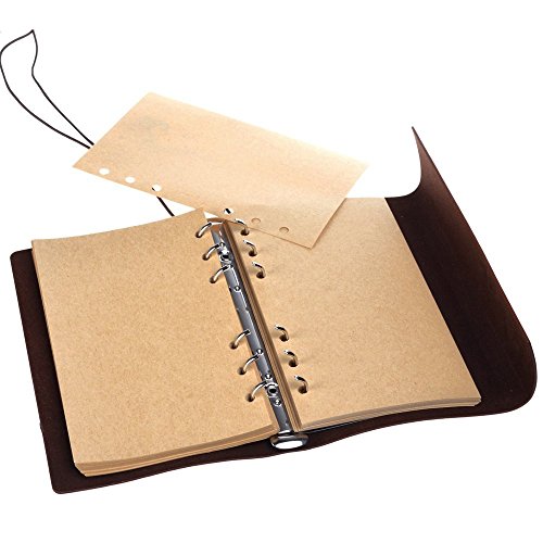 Cuaderno de piel Maleden, rellenable, hojas en blanco. , color marrón
