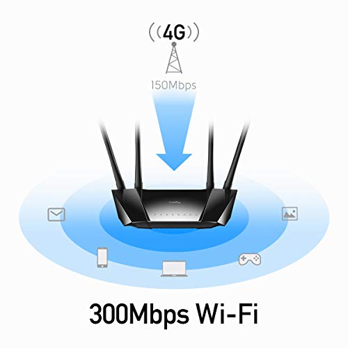 Cudy LT400 Router 4G LTE WiFi 300Mbps, Compatible con Todos los operadores, FDD y TDD, Qualcomm en el Interior, sin Necesidad de configuración, VPN, DDNS