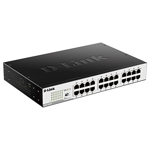 D-Link DGS-1024D - Switch 24 Puertos Gigabit (LAN RJ-45, sin gestión, 1000 Mbps por Puerto, QoS, Carcasa metálica, Montaje en Rack para pymes) Color Negro y Plata