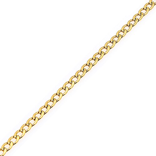 DonDon Collar de Acero Inoxidable masivo de Color Oro para Hombres Longitud 52 cm - Ancho 0,45 cm