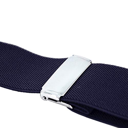 DonDon tirantes anchos 3,5 cm para hombres con 4x clips con cuero en forma de Y - elástico y longitud ajustable - azul