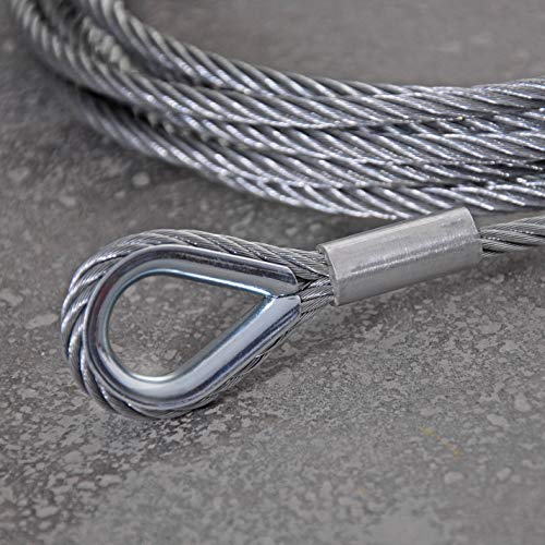 Drahtseile24 - Cuerda de alambre con guardacabos, cable de acero con guardacabos - cuerda de tope, cable de acero con ojales, galvanizado, Ø 16mm / 2.700kg Nutzlast | 8m, plata, 1