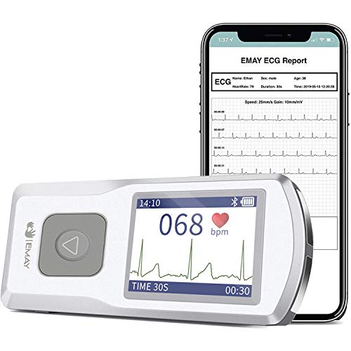 EMAY Monitor Inalámbrico de Salud Cardíaca (para iPhone y Android, Mac y Windows), Monitor Portátil de Frecuencia Cardíaca y Ritmo