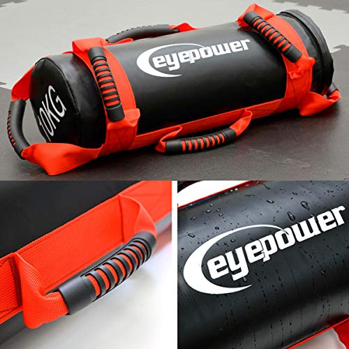 EYEPOWER 2,5-10kg Power Bag 17x45cm Saco de Arena para Entrenamiento con Pesa Rojo