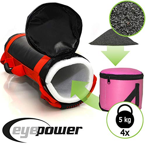 EYEPOWER 5-20kg Power Bag 20x60cm Saco de Arena para Entrenamiento con Pesa Rojo