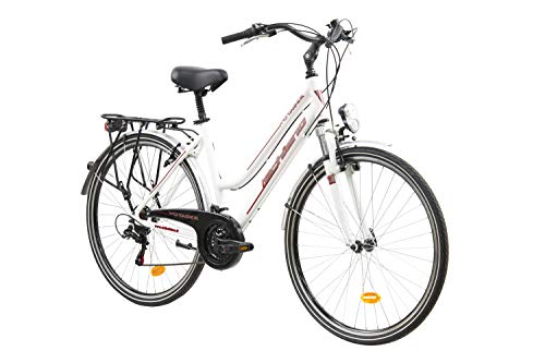 F.lli Schiano Voyager Bicicleta Trekking, Women's, Blanco-Rojo, 28''