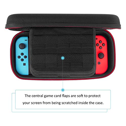 Funda para Nintendo Switch – Younik Versión mejorada Viaje rígida Case con más Espacio de almacenamiento para 19 Juegos, oficial adaptador de AC y otros accesorios Nintendo Switch