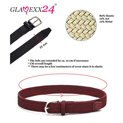 Glamexx24 Cinturón trenzado de cinta elástica para hombres y mujeres unisex