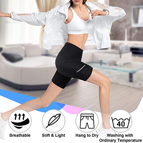GRAT.UNIC Pantalón Corto Deportivo para Mujer, Running Pantalones Cortos de Yoga con Bolsillo Lateral, Fitness Mallas Deportivas (Negro, XL)