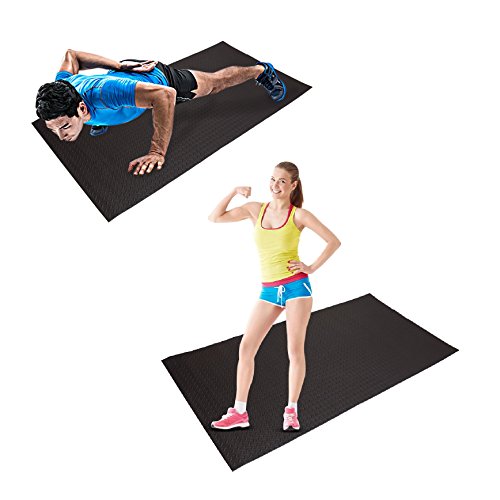 HD Fitness FM2000BLK Esterilla de Yoga Antideslizante - Colchoneta Antideslizante para Gimnasio, Pilates, máquinas para Hacer Ejercicio - Color Negro – 200x100cm