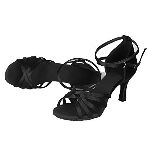 HROYL Zapatos de Baile Latino Mujer Salsa Tango Bachata Vals Zapatos de Baile de Salon,213-Negro-7, EU 38