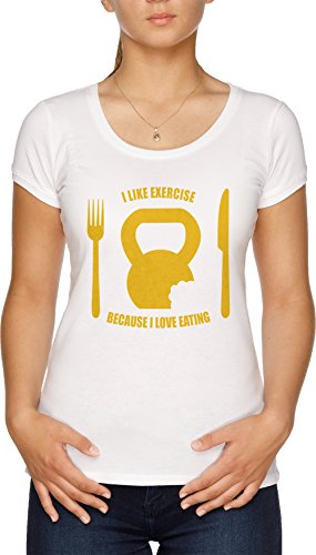 I Like Exercise Because I Love Eating (Brigitte Lindholm) Camiseta Mujer Blanco