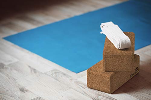 Iberia - Bloque de yoga (2 unidades) De corcho ecológico 227 x 120 x 75 mm – Accesorio para yoga y pilates – Dados de fitness para entrenamiento en casa