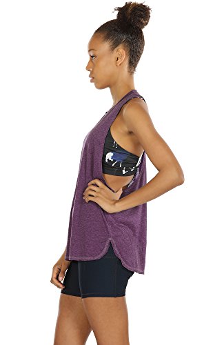 icyzone Sueltas y Ocio Camiseta sin Mangas Camiseta de Fitness Deportiva de Tirantes para Mujer(Paquete de 3) (S, Negro/UVA Morada/Azul Cielo)