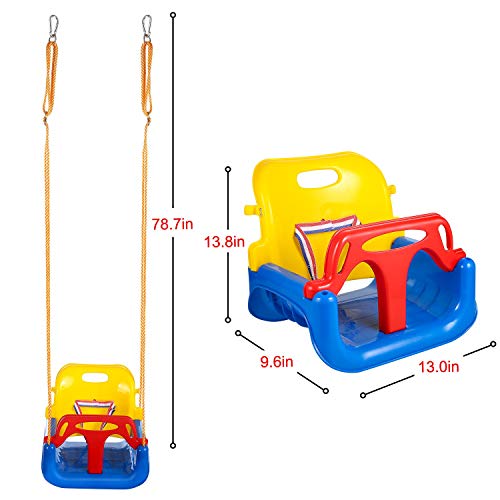 IMMEK Columpio Infantil Columpio 3 en 1 con Respaldo y Protección Frontal Desmontable para Seguridad con Cuerda