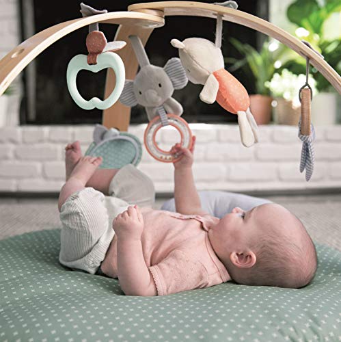 Ingenuity 12126 - Gimnasio de actividades cozy spot, alfombra reversible, arco de juego de madera con juguetes, 0+ meses, unisex