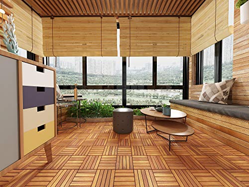 Interbuild Camp 20 - Baldosas de madera de acacia para balconas y terrazas -30 x 30 cm - 0,9 m2 por PACK - 10 en total