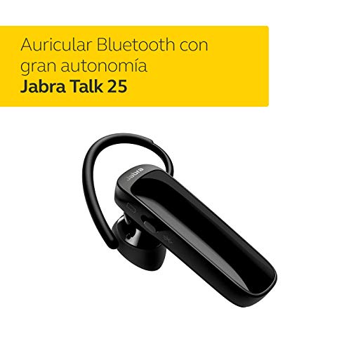 Jabra Talk 25 – Auricular Monoaural In-Ear, Llamadas Inalámbricas, Indicaciones para el GPS, Transmisión de Música y Podcasts desde Dispositivos Móviles, Negro