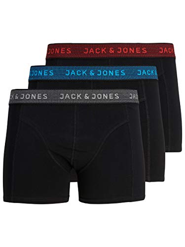 Jack & Jones Jacwaistband Trunks 3 Pack Noos Bóxer, Gris (Asphalt Detail:hawaian Ocean & Fiery Red), Large (Pack de 3) para Hombre