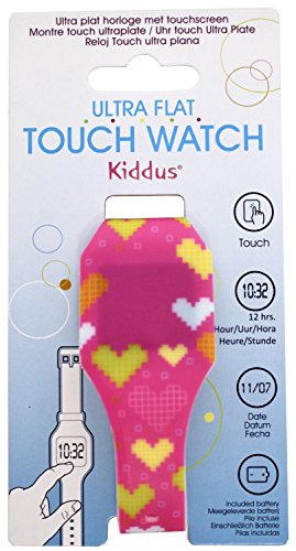 KIDDUS Reloj LED Digital para niña o niño. Pulsera de Silicona Suave para niños y Adultos. Batería Japonesa reemplazable. Fácil de Leer y Aprender Las Horas. KI10204 Corazones