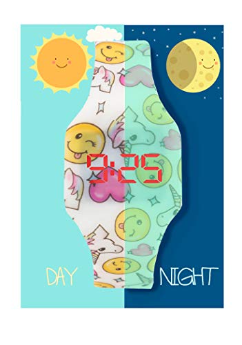 KIDDUS Reloj LED Digital para niña o niño. Pulsera de Silicona Suave para niños y Adultos. Batería Japonesa reemplazable. Fácil de Leer y Aprender Las Horas. KI10217 Unicornio Fluor