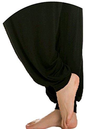 Leisial Pantalones de Yoga Algodón Suave Piernas Pantalones Anchos Sólido Color Elástico Pretina Pantalones Bombachos de Fitness Bailan Deportivo para Mujeres,Negro XL (XXL) (M)